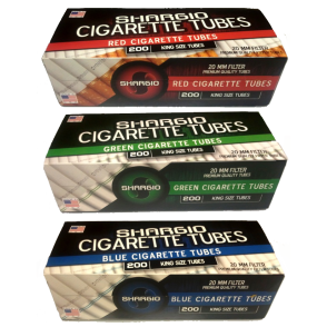 Shargio King Size Cigarette Tubes – 200 Count (Red, Blue, Menthol)
